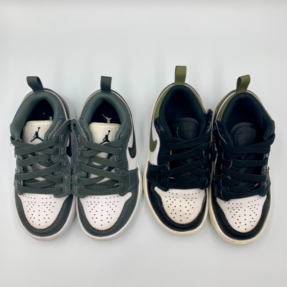 Air Jordan 1/Nike basketball low top hook and loop closure white black sneakers - Picture 3 of 16